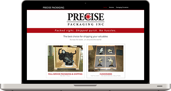 Precise Packaging Website homepage