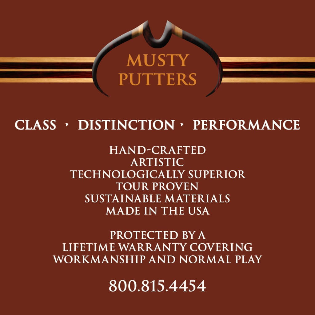 Musty Putters Logo and collateral material
